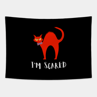 I'M SCARED : HORRIFIED CAT Tapestry