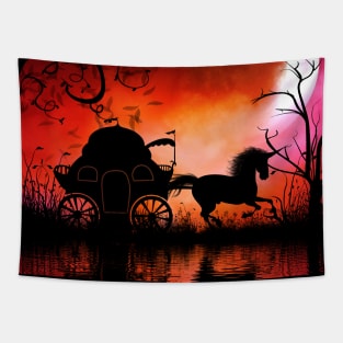 Drive in the night by carriage Tapestry