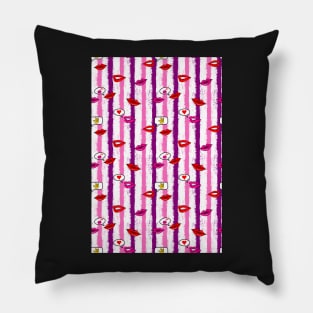 love lips stripes, valentines Pillow