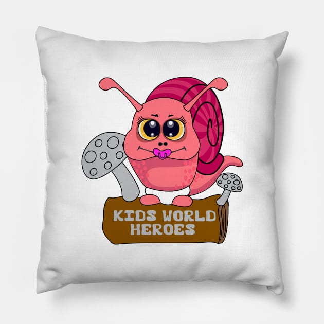 Kids world Heroes Newborn baby Snail with Honey Boo Vector Art Pillow by RJ-Creative Art