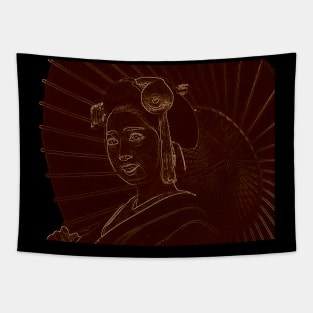 Japanese Geisha - Red Tapestry