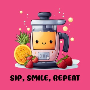 Fruit Juicer Sip, Smile, Repeat Funny Healthy Novelty T-Shirt