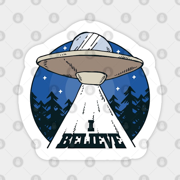 Alien Believe Design I Funny Aliens UFO Day Magnet by az_Designs