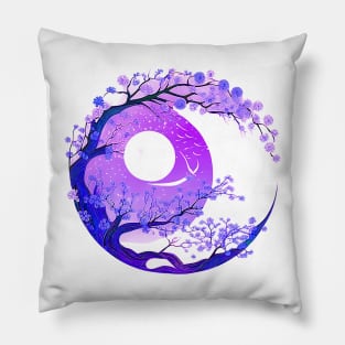 Japanese Style Art: Mountain and Floral View 6 Pillow