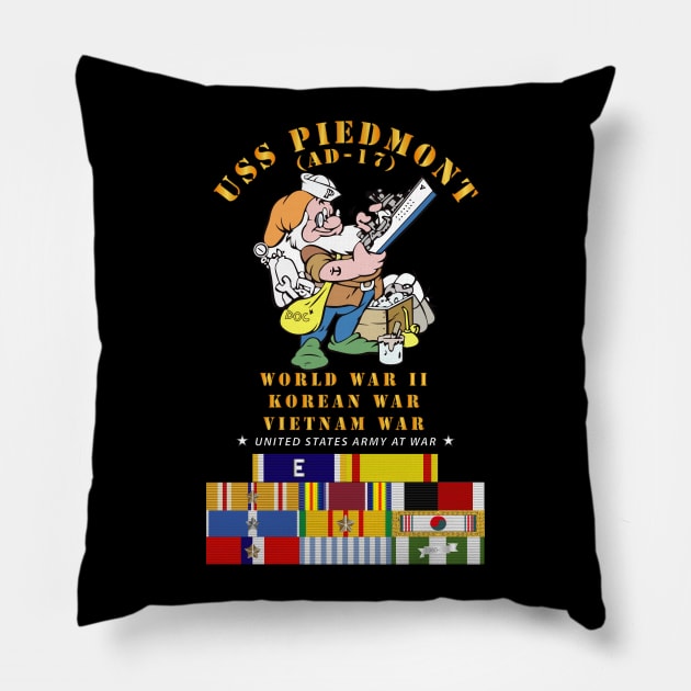 USS Piedmont (AD-17) w WWII - KOREA - VN SVC Pillow by twix123844