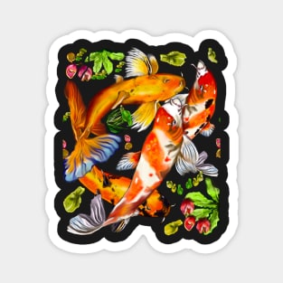 Best fishing gifts for fish lovers 2022. Koi fish swimming in a koi pond Pattern Magnet