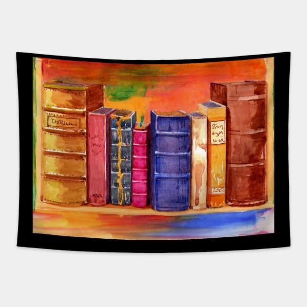 Old Books Watercolor Tapestry by MMcBuck