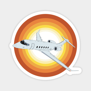 Bombardier Challenger 350 Jet Sunset Retro Aviation Design Magnet