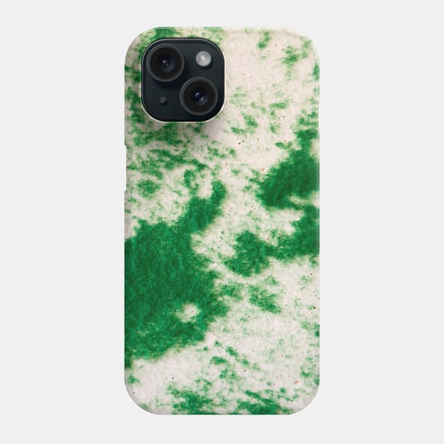 Green felt disbursed on a white surface Phone Case by textural