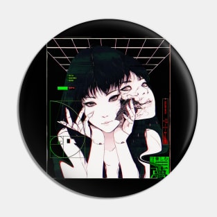 Cyberpunk Girl Vaporwave Futuristic Style Pin