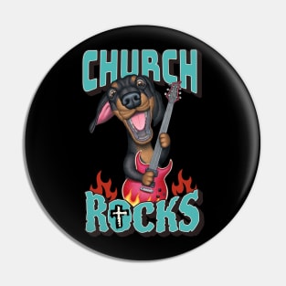 Funny cute rocking shirt with great faith Church Rocks Pin