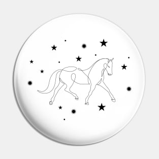 Horse with constellations stars line art. Horse universe Pin