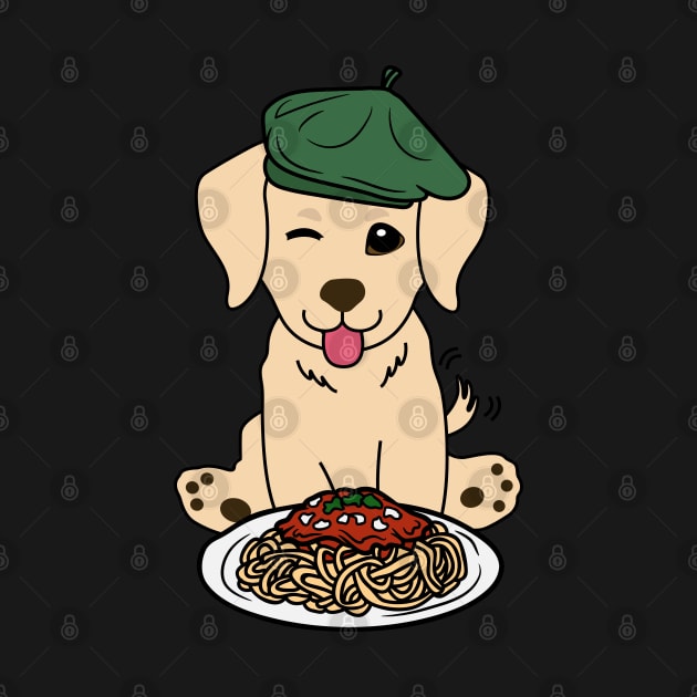 Dog eating Spaghetti - Golden Retriever by Pet Station