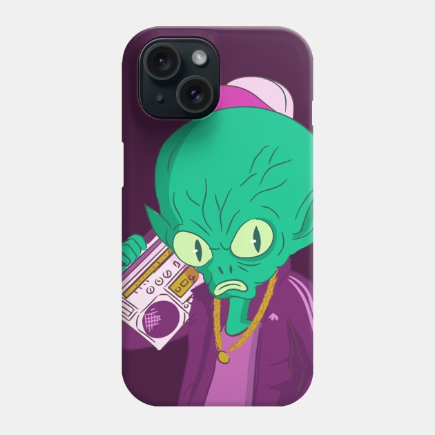 Old School Hip Hop Alien with Boombox Phone Case by SLAG_Creative