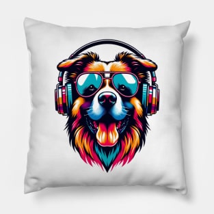 Drentsche Patrijshond Smiling DJ with Groovy Beats Pillow