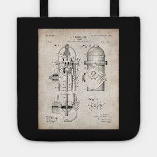 Fire Fighter Patent - Fire Hydrant Art - Antique Tote