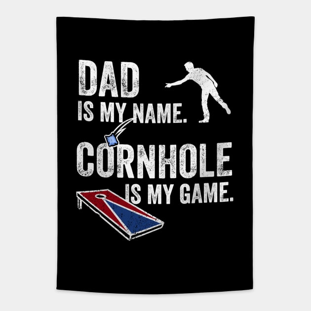 Mens Cornhole Shirt Funny Bean Bag Toss Dad Cornhole Legend Tapestry by Happy Lime