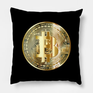 Golden Bitcoin Coin T-Shirt Bitcoin Investor Logo Crypto Fan Pillow