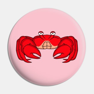 Cute red crab cartoon illustration Pin