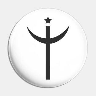 Combination of Crescent with Cross religious symbols in black flat design icon Pin