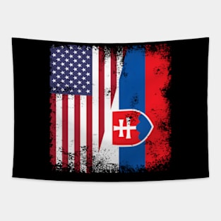 Half Slovak Slovakian Flag- Slovakia Usa Tapestry