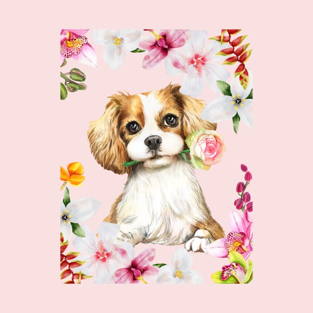 Cavalier King Charles Spaniel brings a rose by Athikan