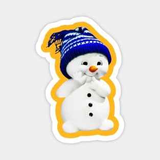 Merry Christmas Cute Snowman With Hat Magnet