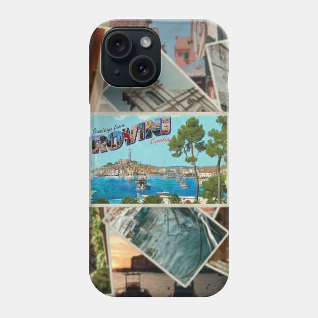 Greetings from Rovinj  in Croatia Vintage style retro souvenir Phone Case by DesignerPropo