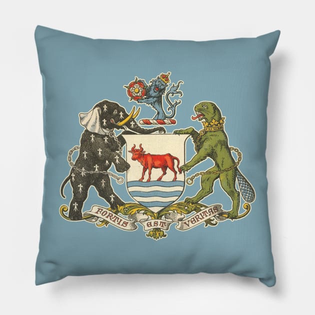 Vintage Distressed Coat of Arms of Oxford Pillow by darklordpug