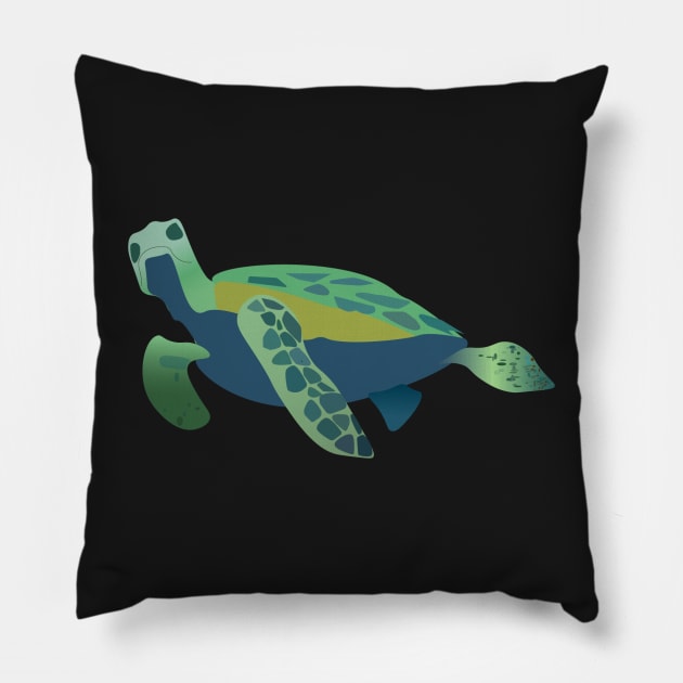 Turtle Illustration Pillow by artbyemuu