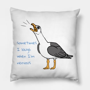 Nervous Seagull Pillow