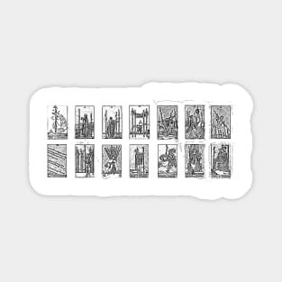 Wands Tarot Cards Black and white Magnet