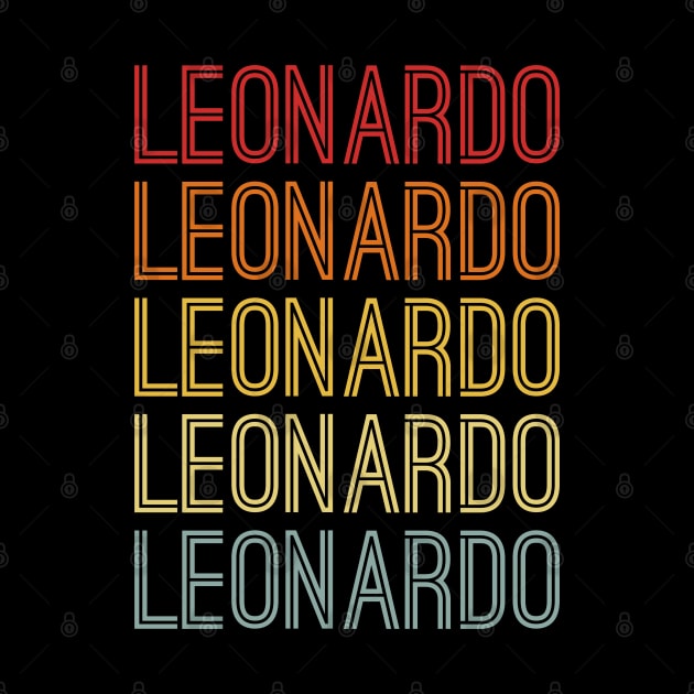 Leonardo Name Vintage Retro Pattern by CoolDesignsDz