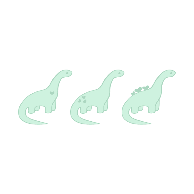 Mint Green Heart Dinosaurs (Green Background) by elrathia