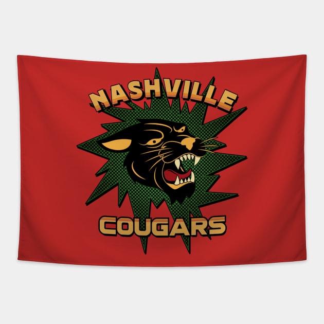 Nashville Cougars Retro Team 1970's Style Full Color Design 1 Tapestry by SunGraphicsLab