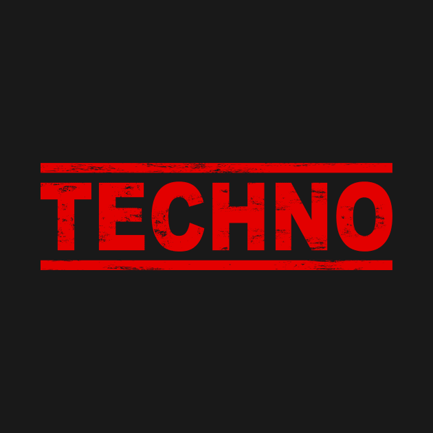 TECHNO MUSIC RED TEXT by shirts.for.passions