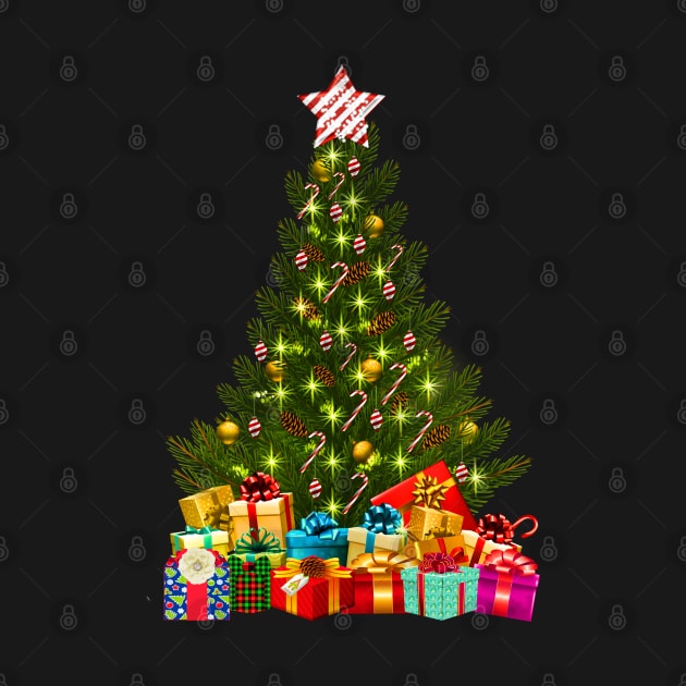 Merry Christmas Tree With Lights & Gifts by holidaystore