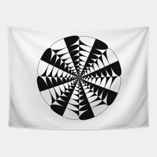 Circle Pops Mandala - Intricate Black and White Digital Illustration, Vibrant and Eye-catching Design, Perfect gift idea for printing on shirts, wall art, home decor, stationary, phone cases and more. Tapestry