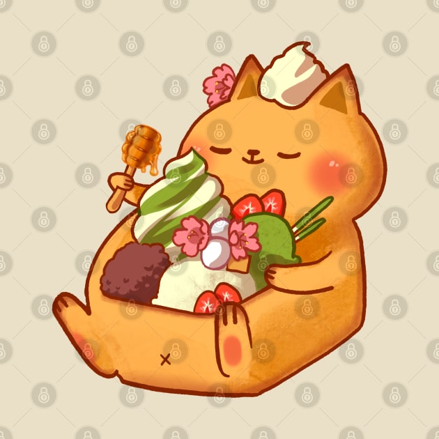 Cute Cat Strawberry Matcha Honey Toast by vooolatility