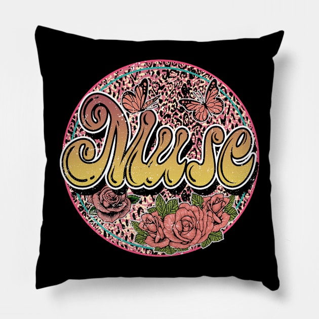 Graphic Muse Proud Name Flower Birthday 70s 80s 90s Vintage Styles Pillow by Gorilla Animal