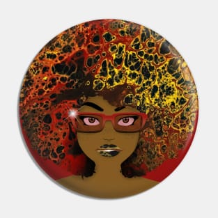 Galaxy Girl Red Afro Pin