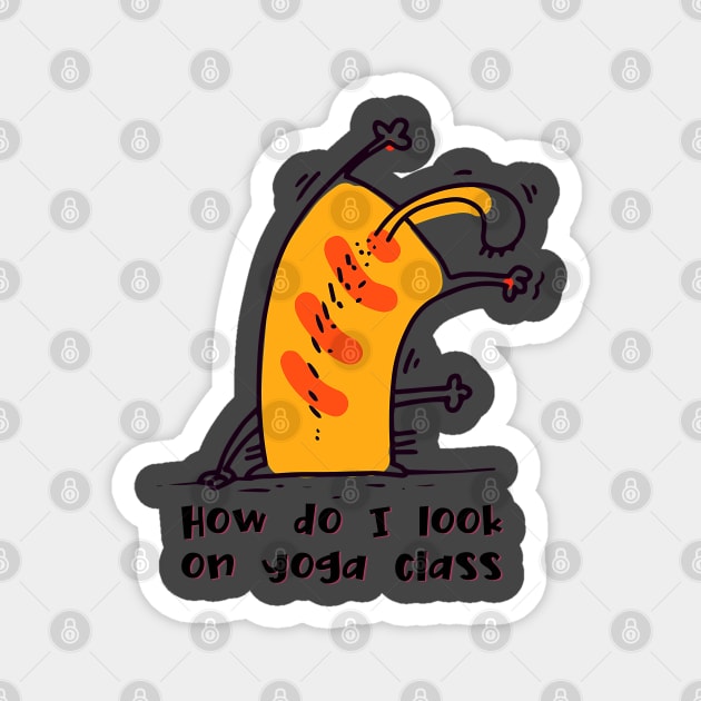How do I look on yoga class funny yoga and cat drawing Magnet by Red Yoga