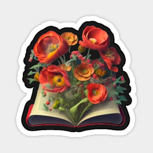 Flowers Growing From Book Magnet