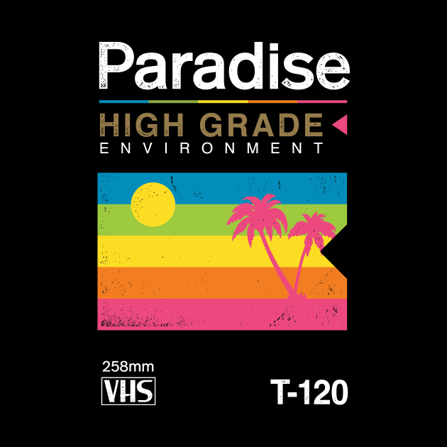 Retro VHS Paradise Pun Tropical Sunset by Gammaray