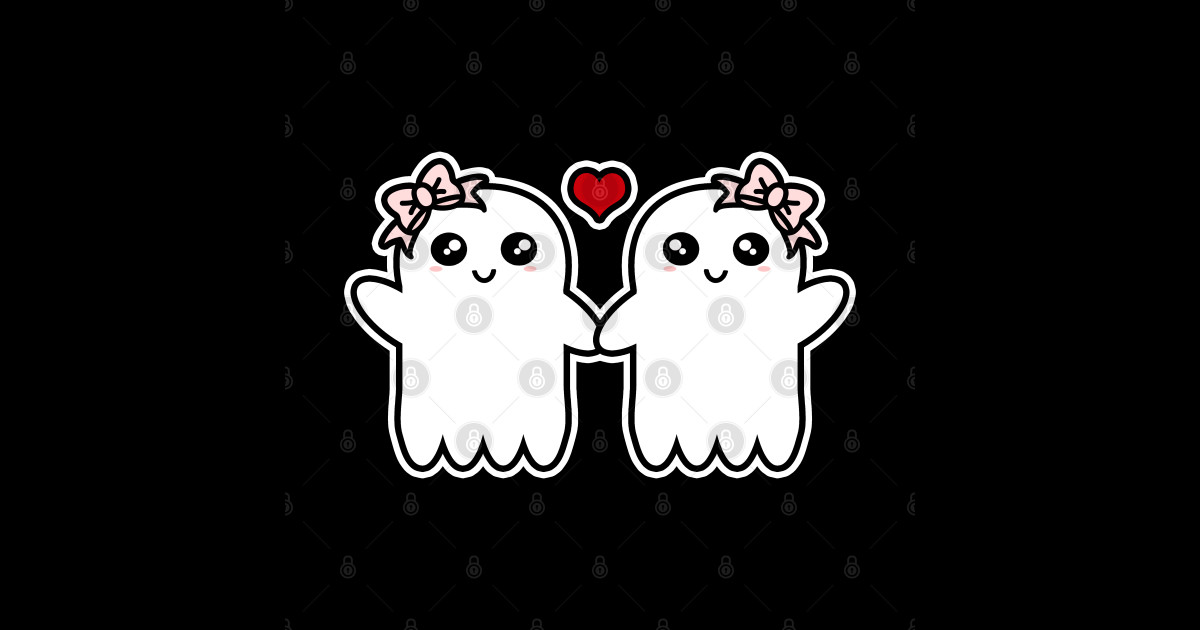 Ghosts Holding Hands In A Circle Cute Ghosts Holding Hands - Halloween - Sticker | TeePublic