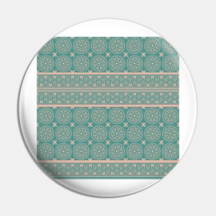 African Ethnic Tribal Blue Green  Faded Pink Pin