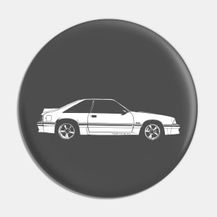 Ford Mustang GT (fox body) - stylized white on dark background Pin