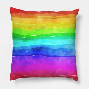 Rainbow Watercolor Stripes Pillow