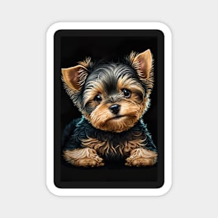 Super Cute Yorkshire Terrier Puppy Portrait Magnet