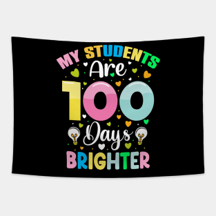 My Students Are 100 Days Brighter – Colorful Teacher Celebration Design Tapestry
